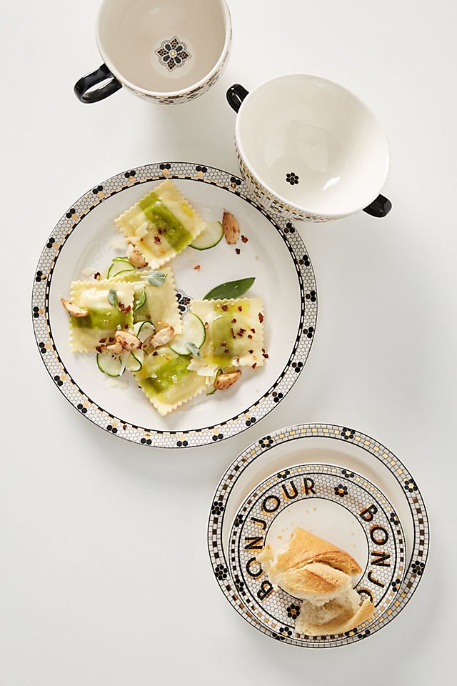 Anthropologie + Bistro Tile Dinner Plates, Set of 4
