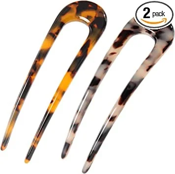 Amazon + French Style Cellulose Acetate Tortoise Shell U Shaped Hair Pin
