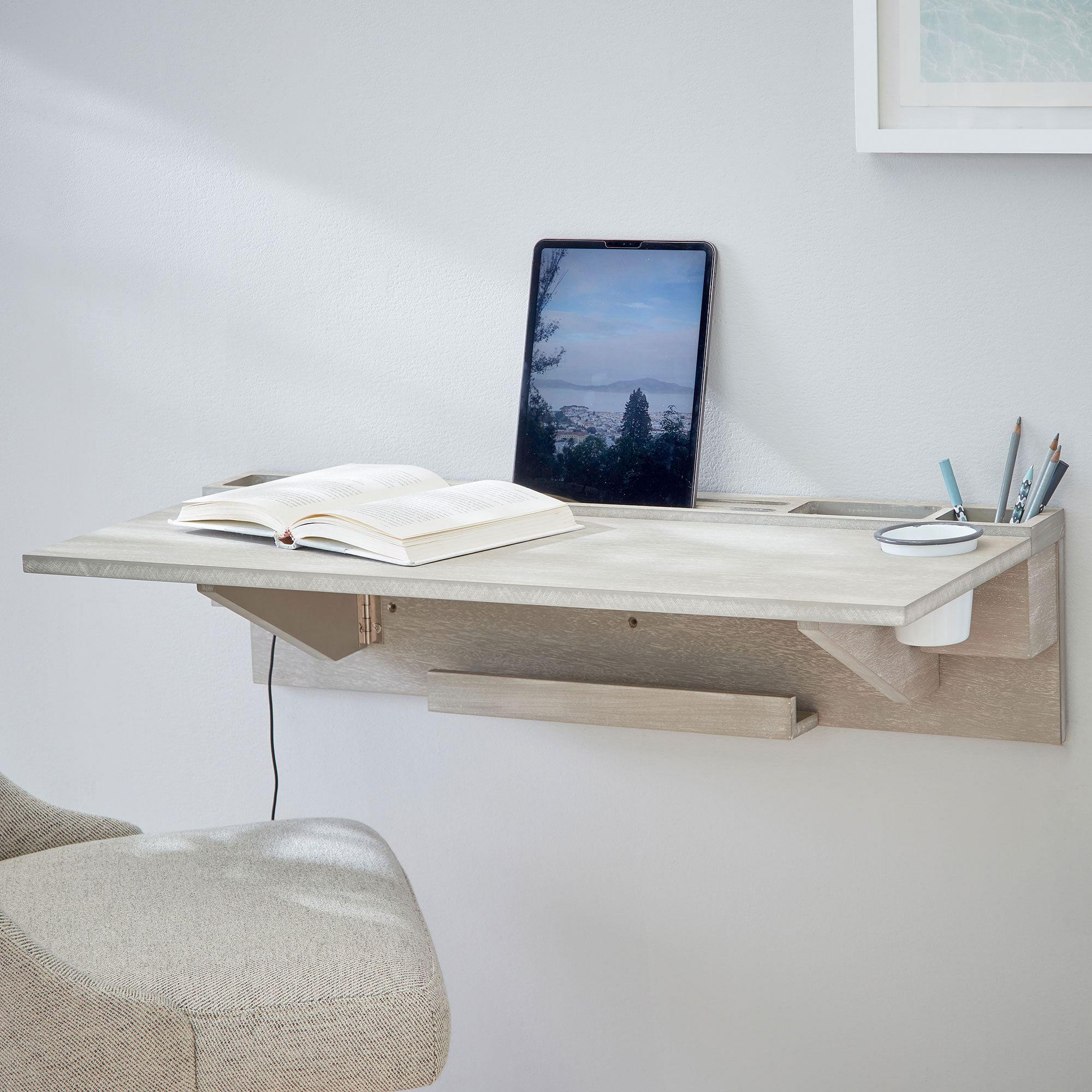 Computer Desk For Small Spaces - Space Saving Desk, Small Computer Desks, Bookcase Set, Wall Mounted Floating Desk