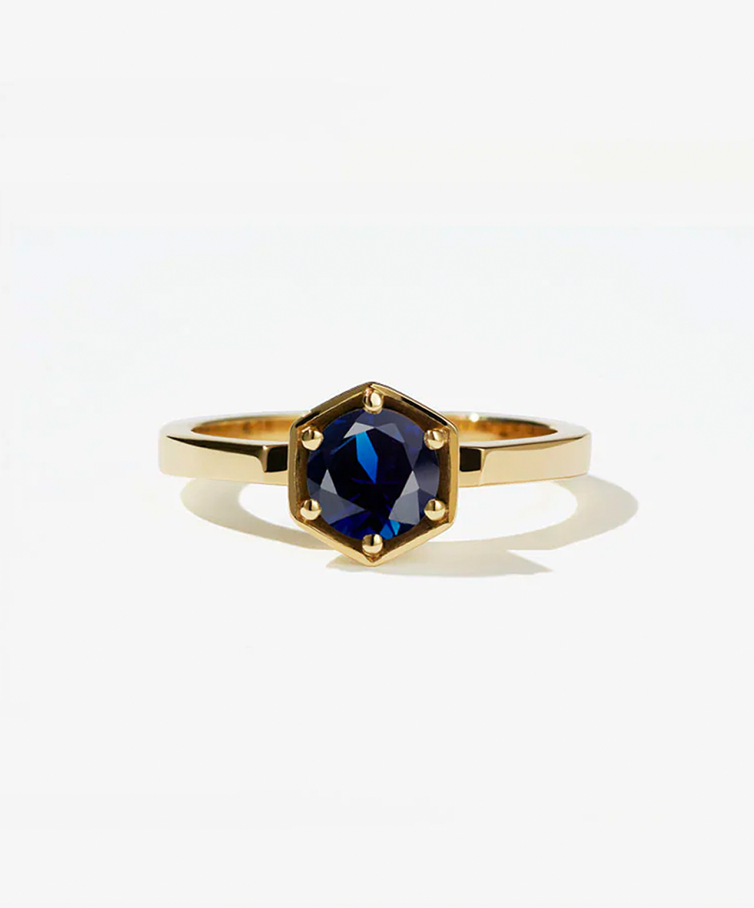 Meadowlark + Hexagon Solitaire Ring