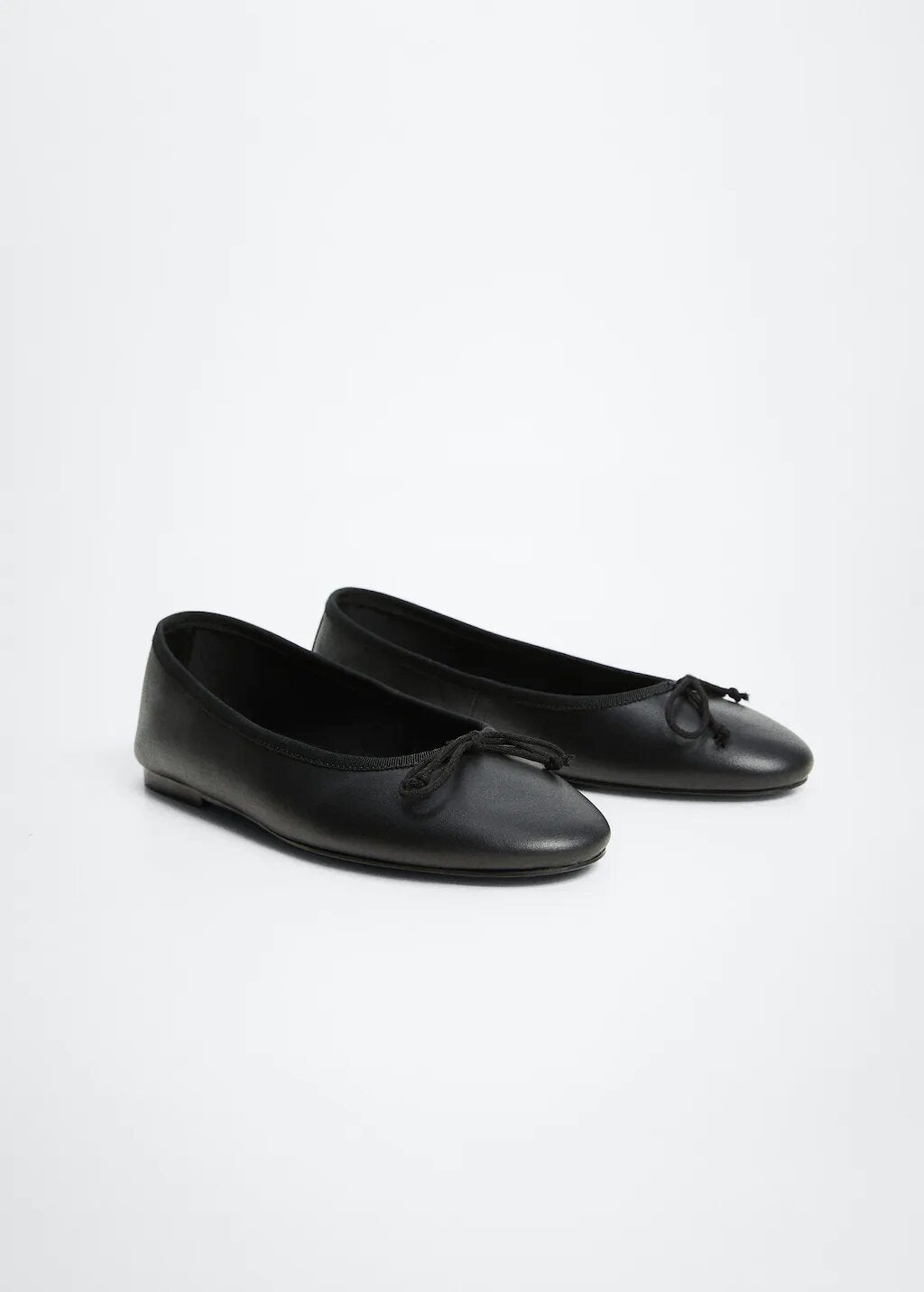 women mango bow leather ballerina