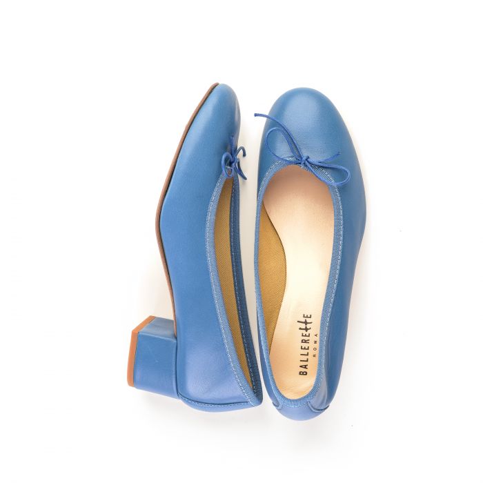 Ballerette + Blue Jeans Leather Ballet Flats With Heel