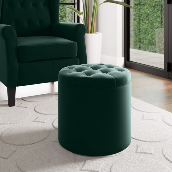 Dunelm + Oswald Velvet Round Storage Footstool