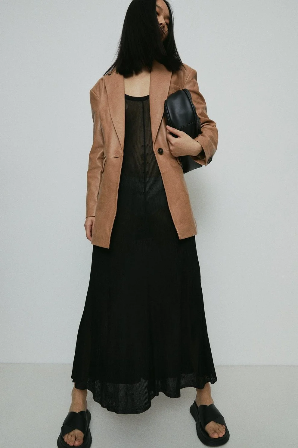 Karen millen longline hot sale leather jacket