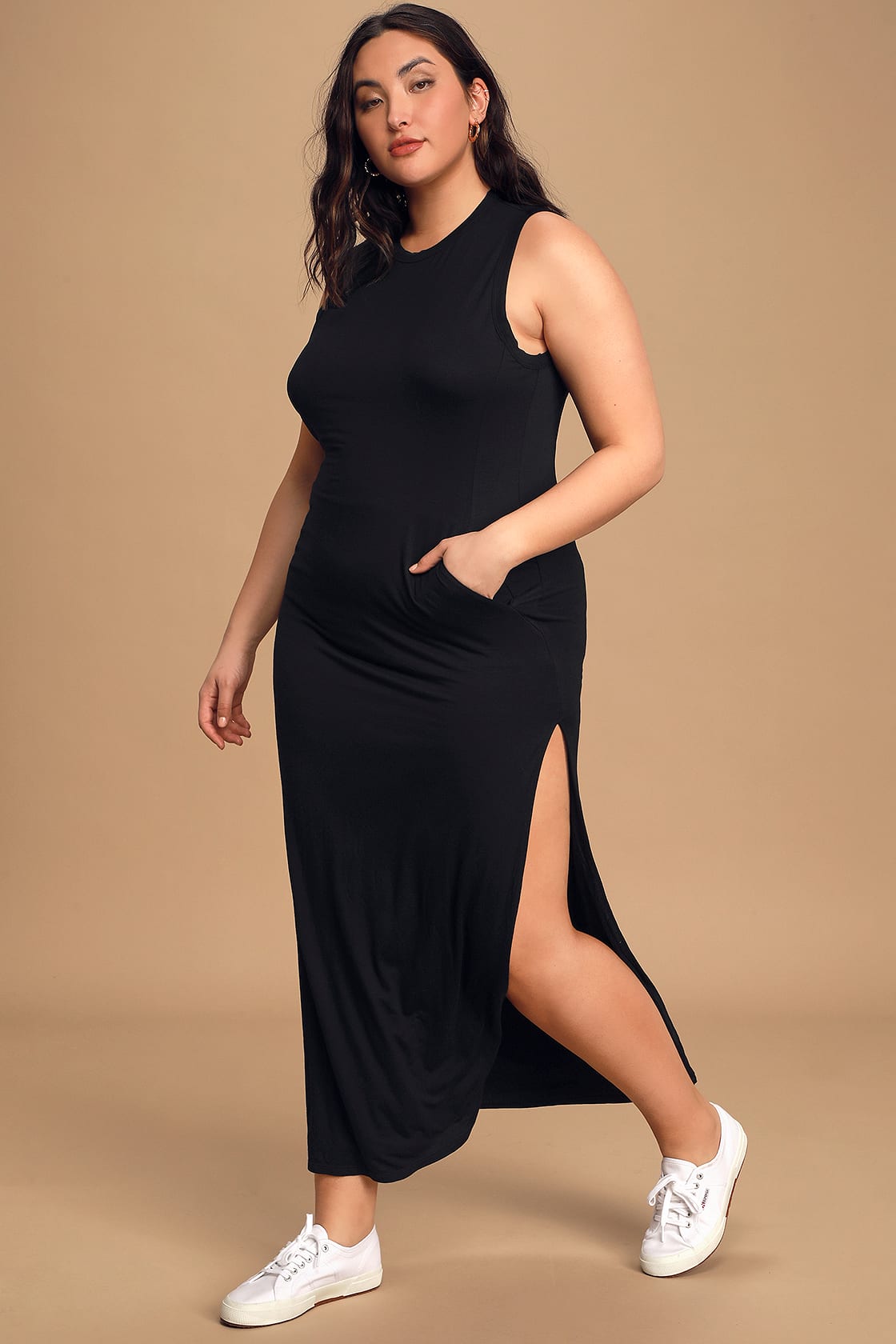 Shield and sword clearance black sleeveless maxi dress