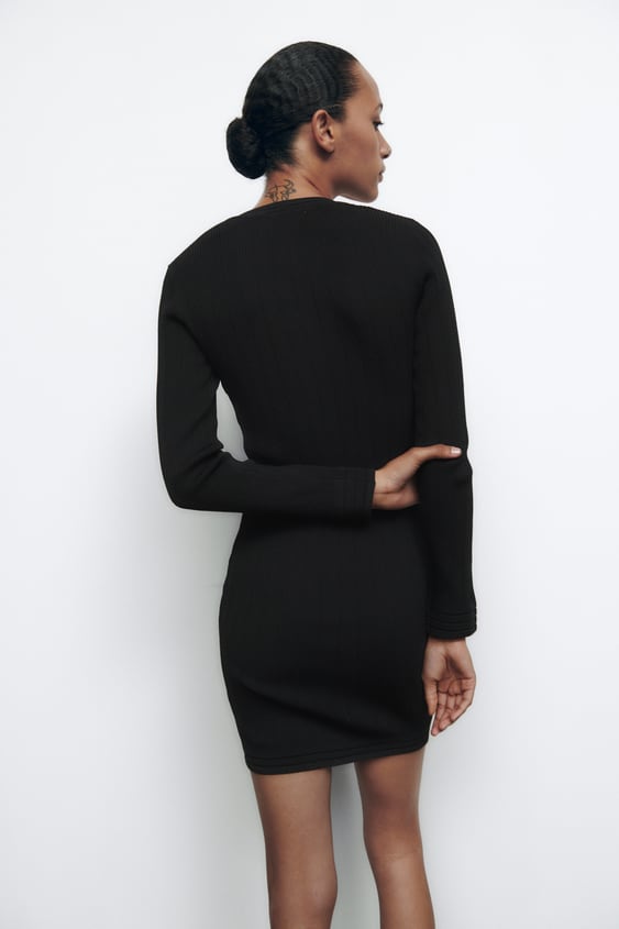 Zara + Gold Button Knit Dress
