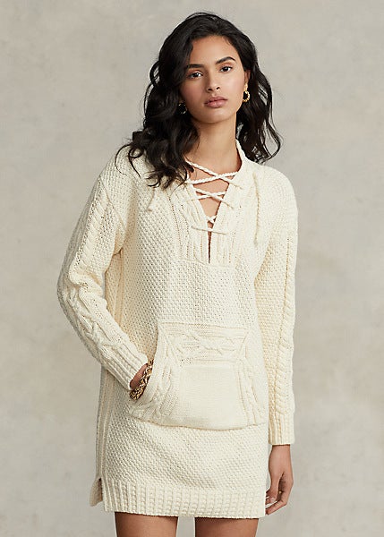 Lace up sweater dress sale