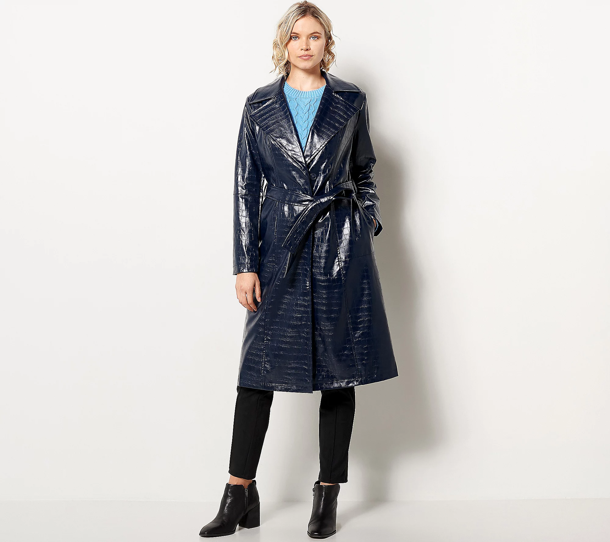 J Wu + The Icon Regular Faux Leather Croc Trench