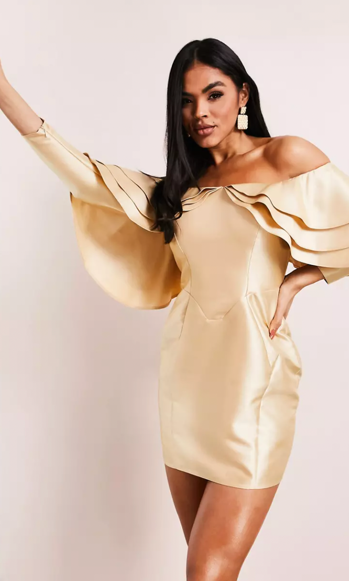 Structured ruffle dress hot sale