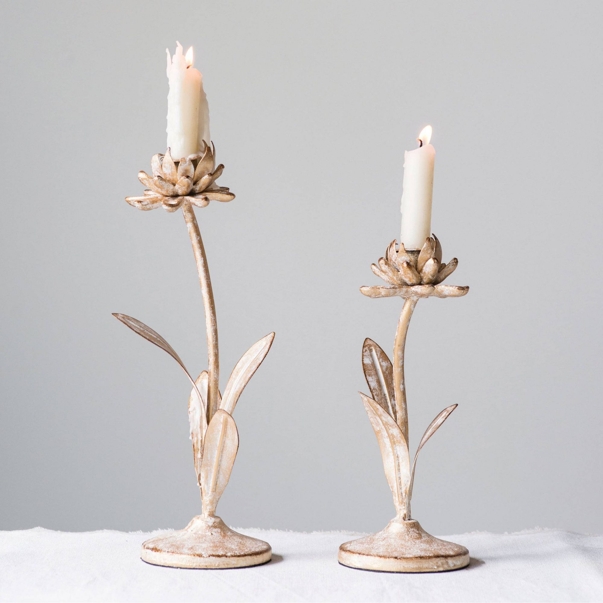 3R Studios + Metal Taper Candle Holder Set