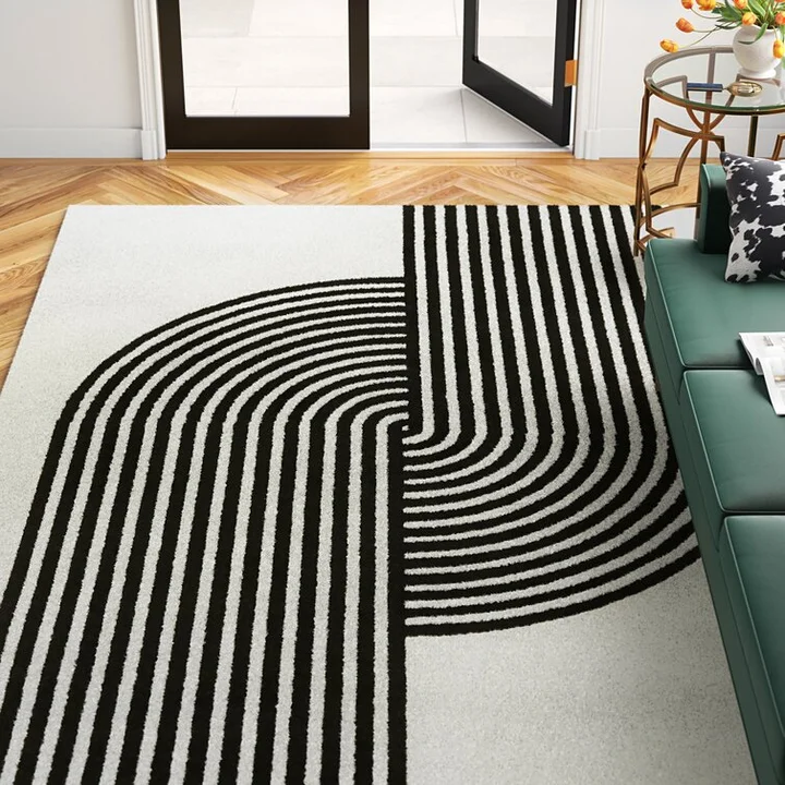 Black and White Stripe Rug Indoor/outdoor Rug Door Mat Layering Rug Porch  Decor Large Accent Rug Boho Decor 