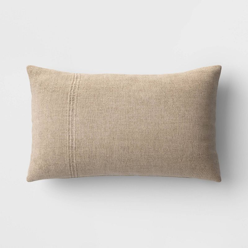 Threshold + Oversized Textured Linen Striped Throw Pillow