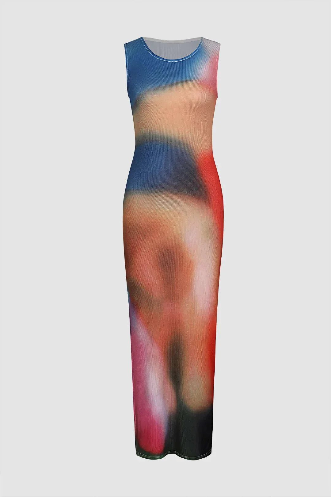 MICAS + Multicolour Print Slit Sleeveless Midi Dress