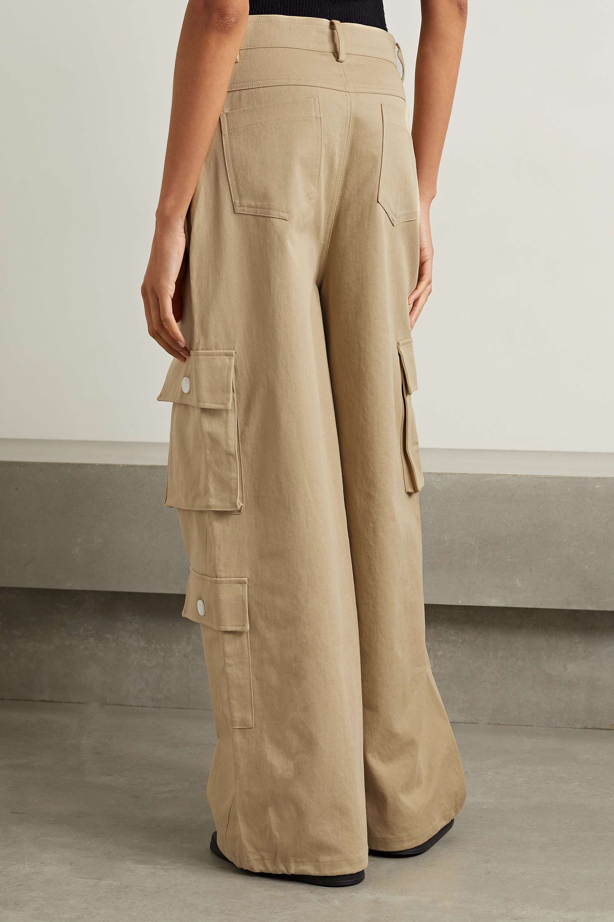 Hailey high-rise denim cargo pants in black - The Frankie