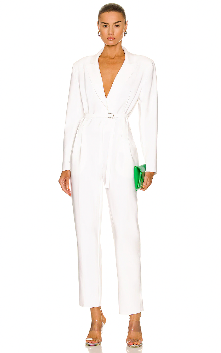 Norma Kamali + Single Breasted Tapered Leg Jumpsuit