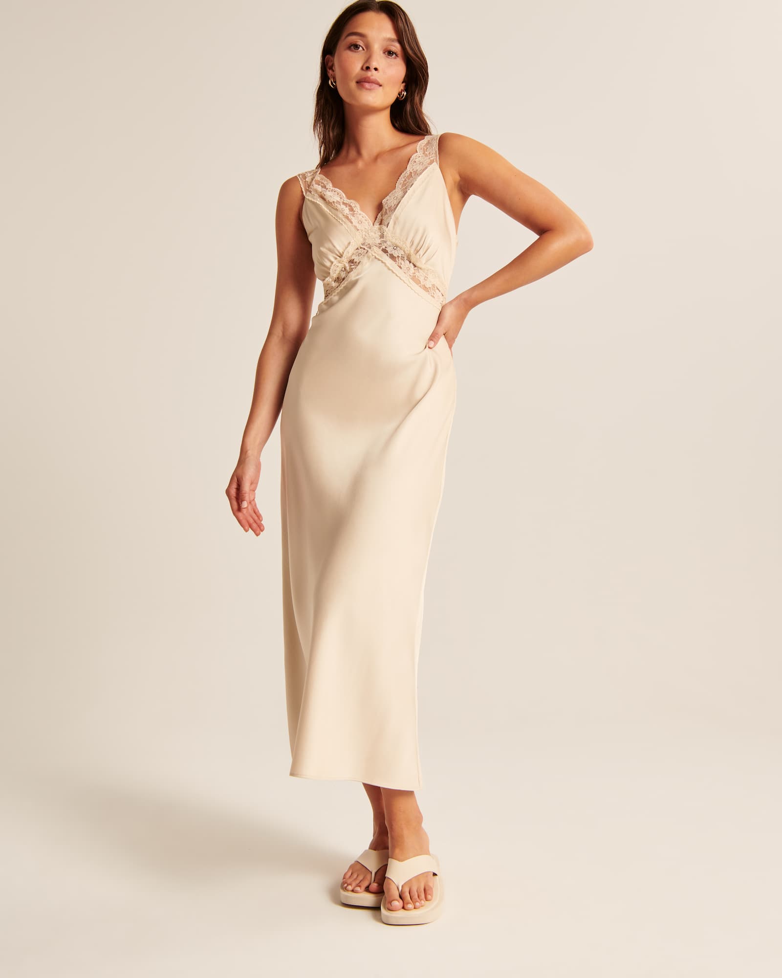 Abercrombie Fitch Satin Slip Midi Dress