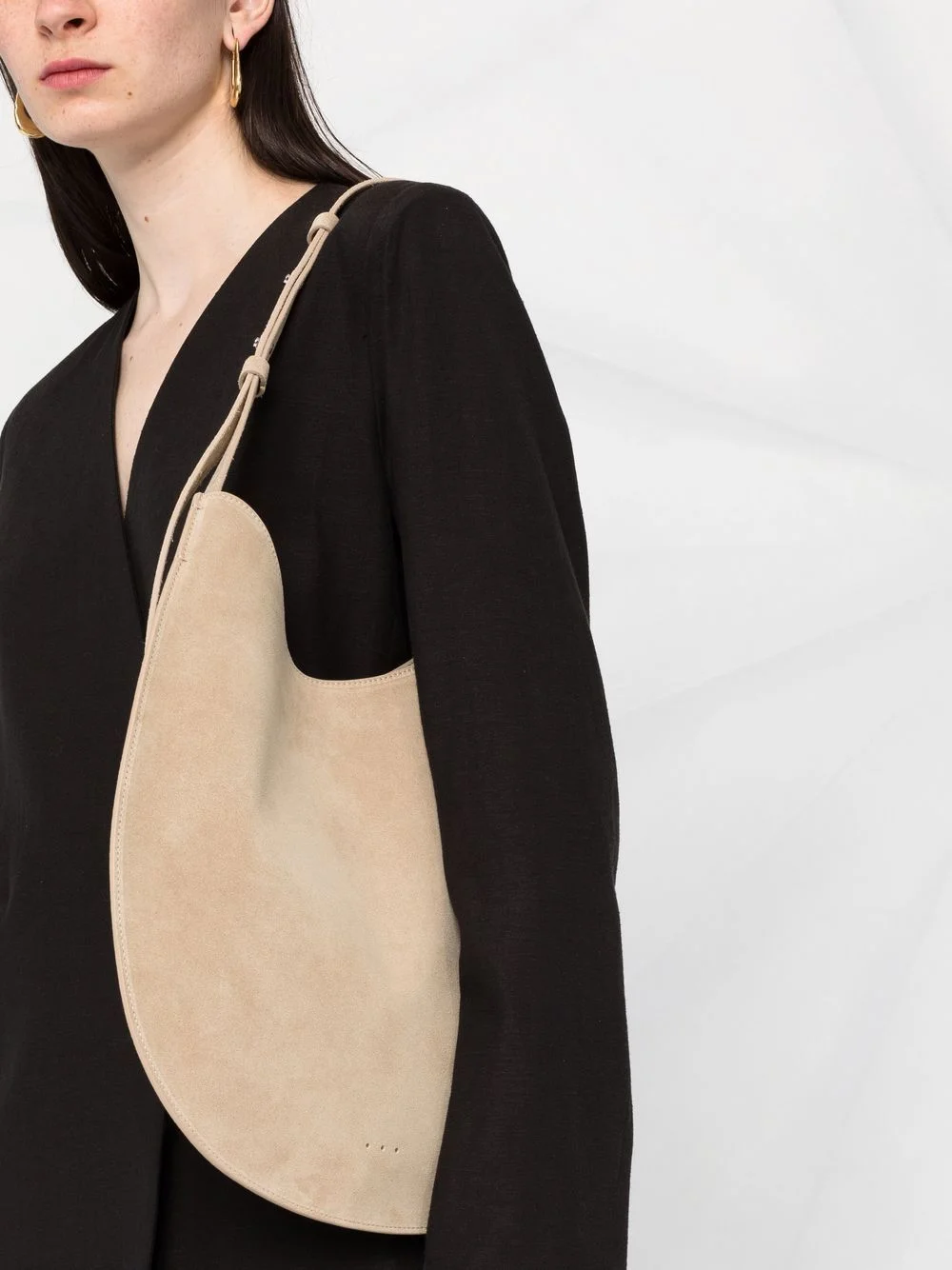 Aesther Ekme Smooth Leather Flat Shoulder Bag - Black Shoulder Bags,  Handbags - AESKM20122