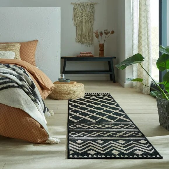 Dunelm + Souk Indoor Outdoor Black Runner