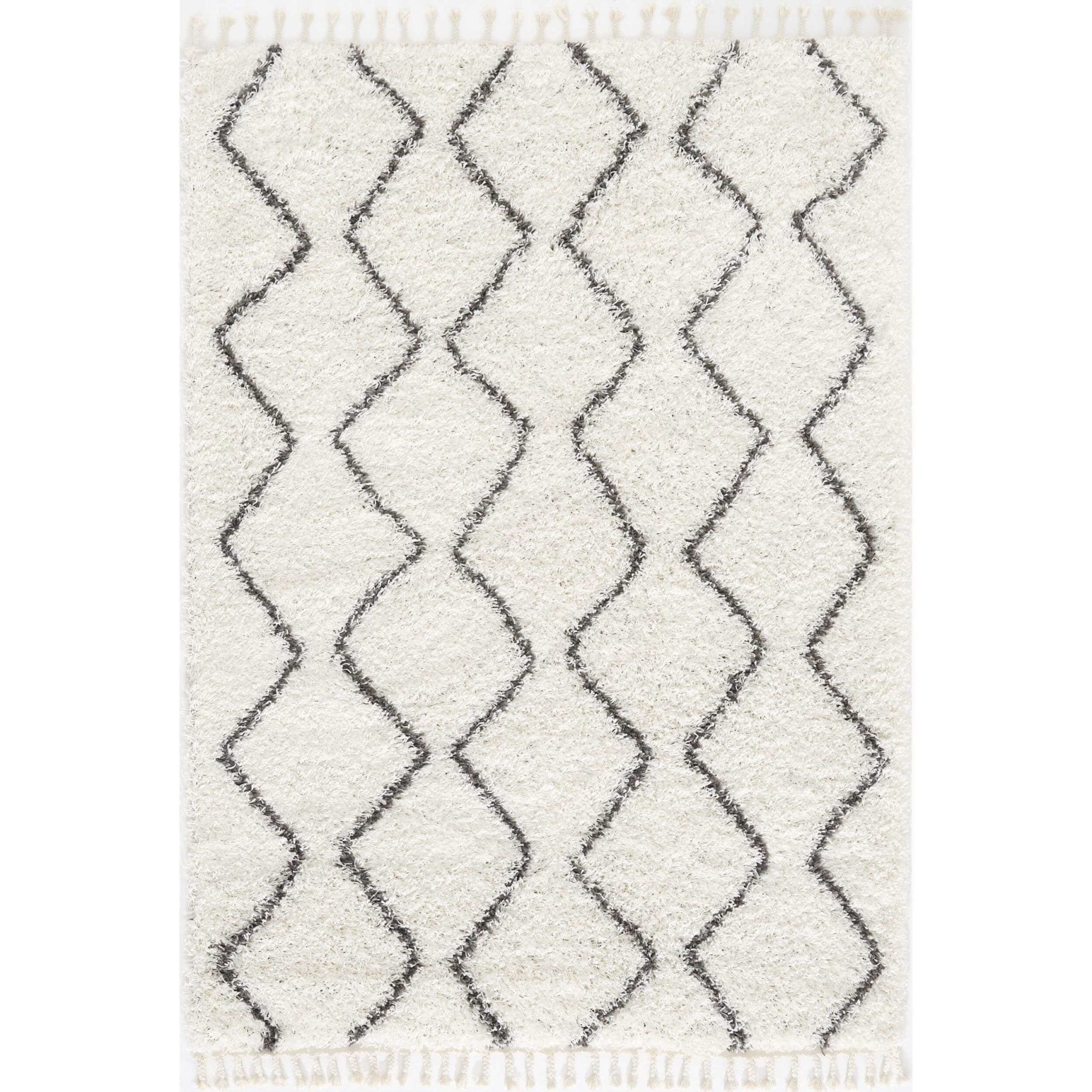 The Rugs + Rhapsody Collection Berber Design Shaggy Rugs in White 220W