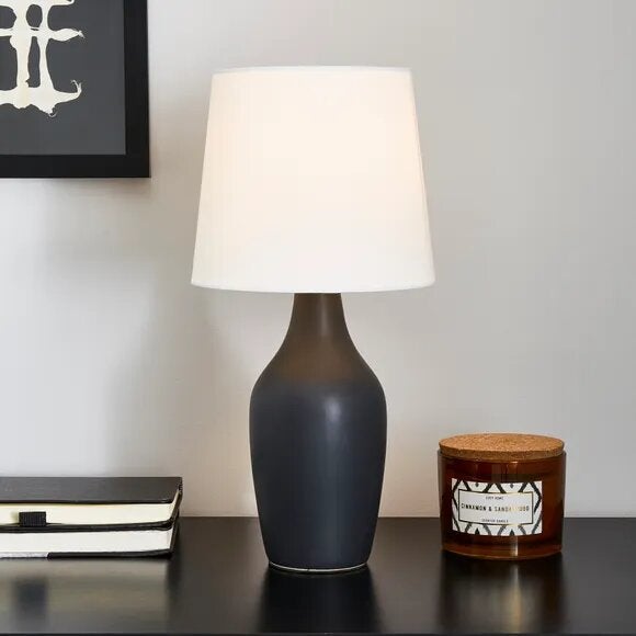 Dunelm Ava Graphite and White Table Lamp