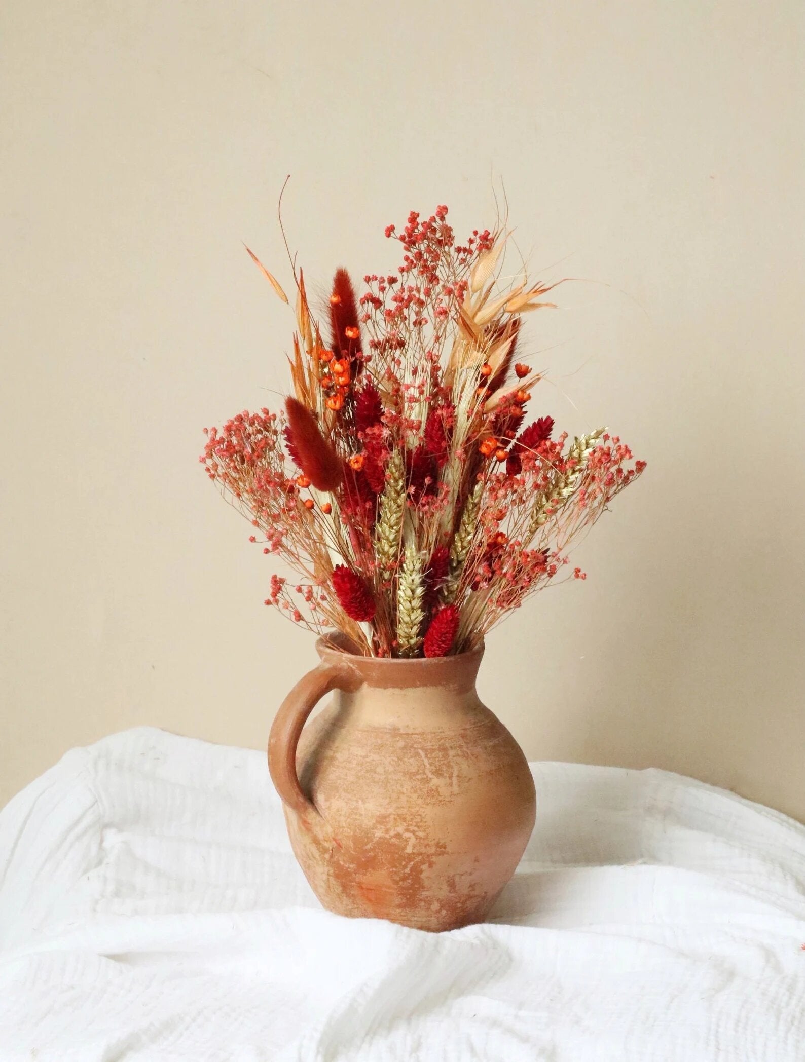 Nodeandstem + Small Autumn Dried Flower Bouquet Red, Oranges & Gold