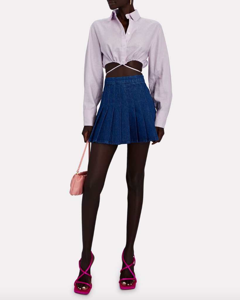 Frame + Denim Pleated Tennis Skirt