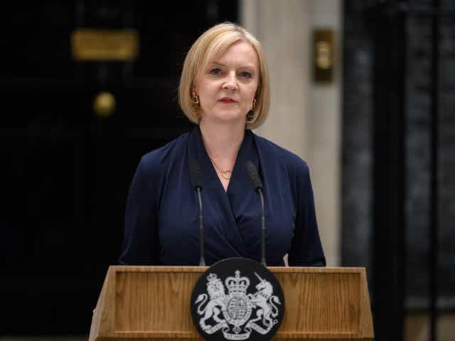 Liz Truss addresses the media outside number 10 after becoming the new Prime Minister at Downing Street