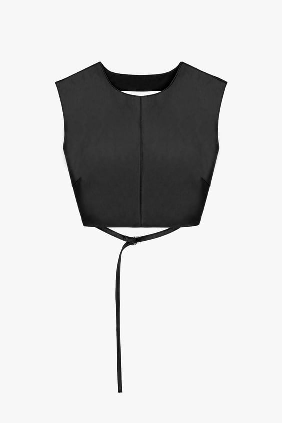 Zara + LEATHER CROP TOP KAIA x ZARA