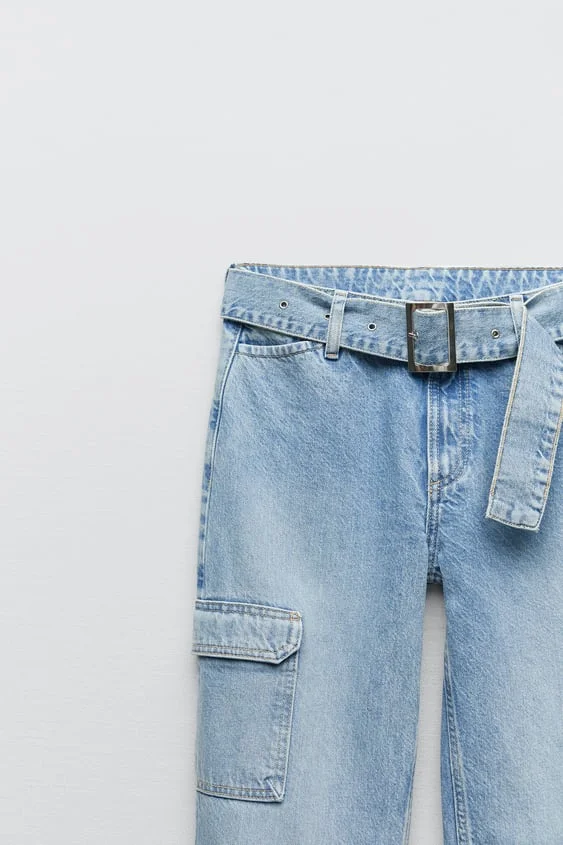 Zara + Cargo Jeans With Belt