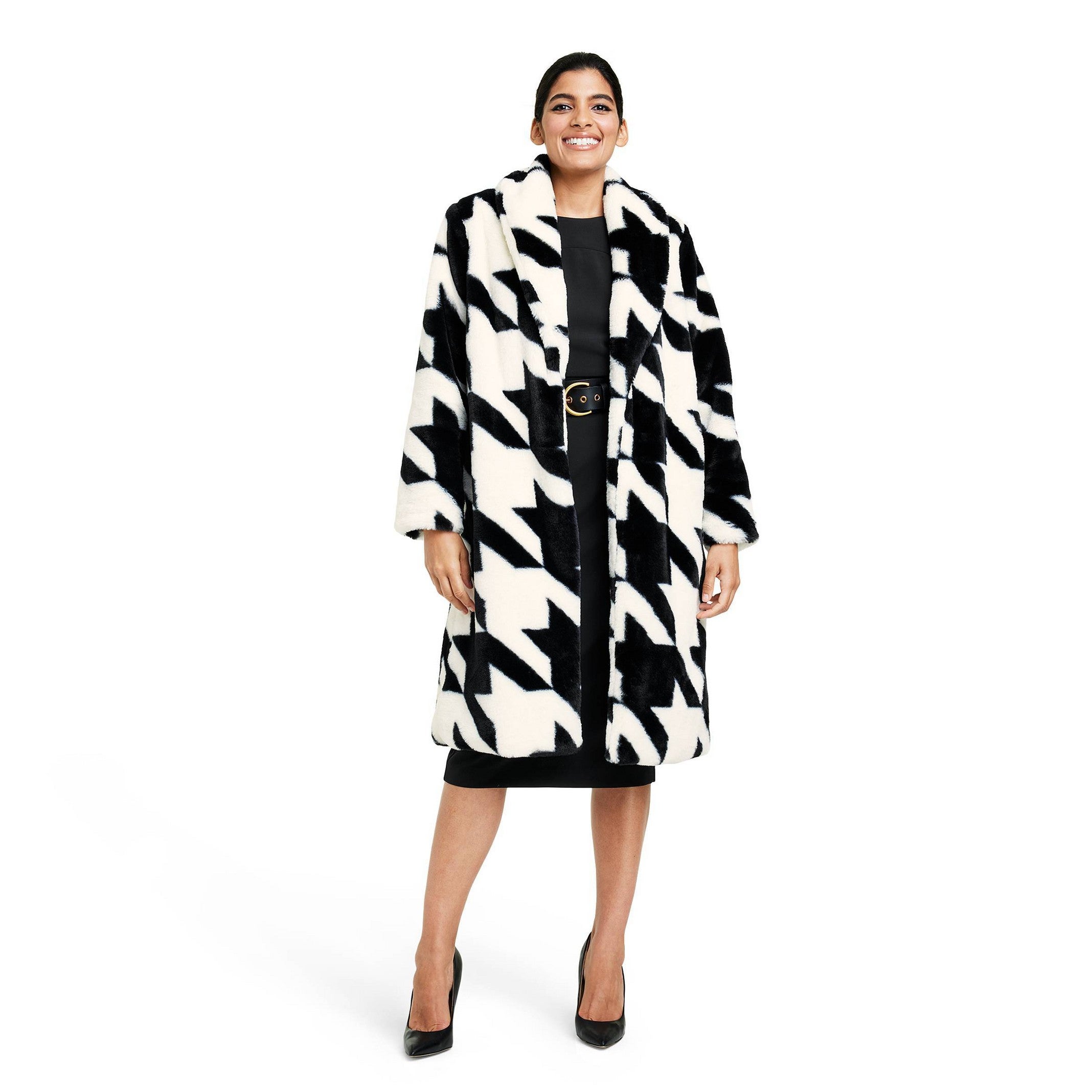 Sergio Hudson x Target Houndstooth Faux Fur Coat