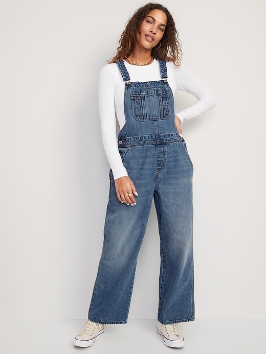 Old Navy + Baggy Wide-Leg Non-Stretch Jean Overalls for Women