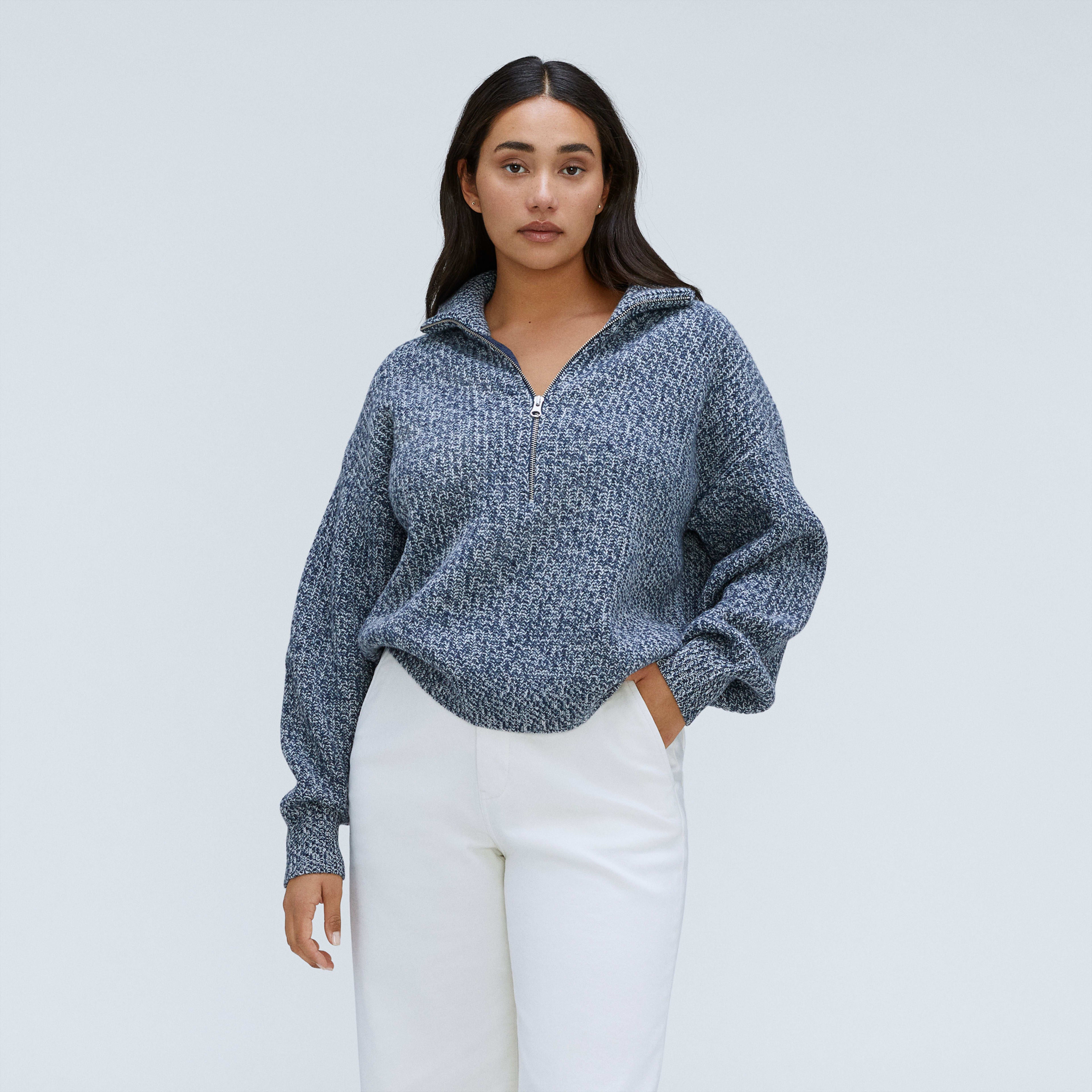 Everlane The Felted Merino Half Zip Sweater