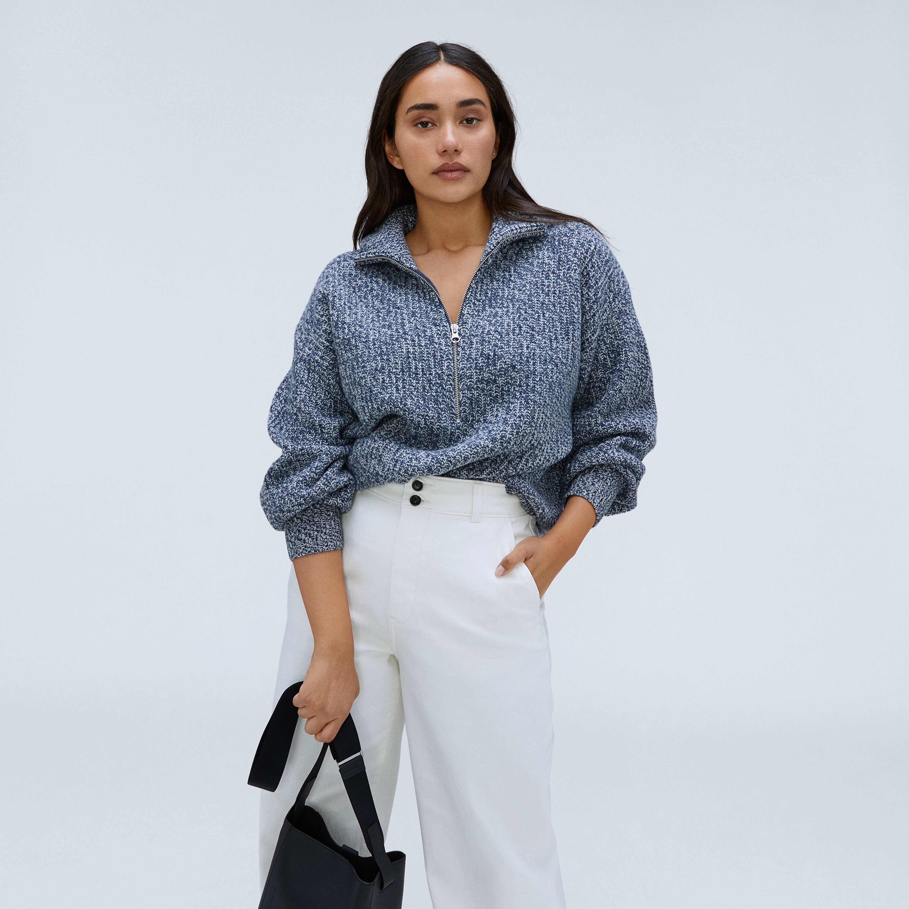 Everlane + The Felted Merino Half-Zip Sweater