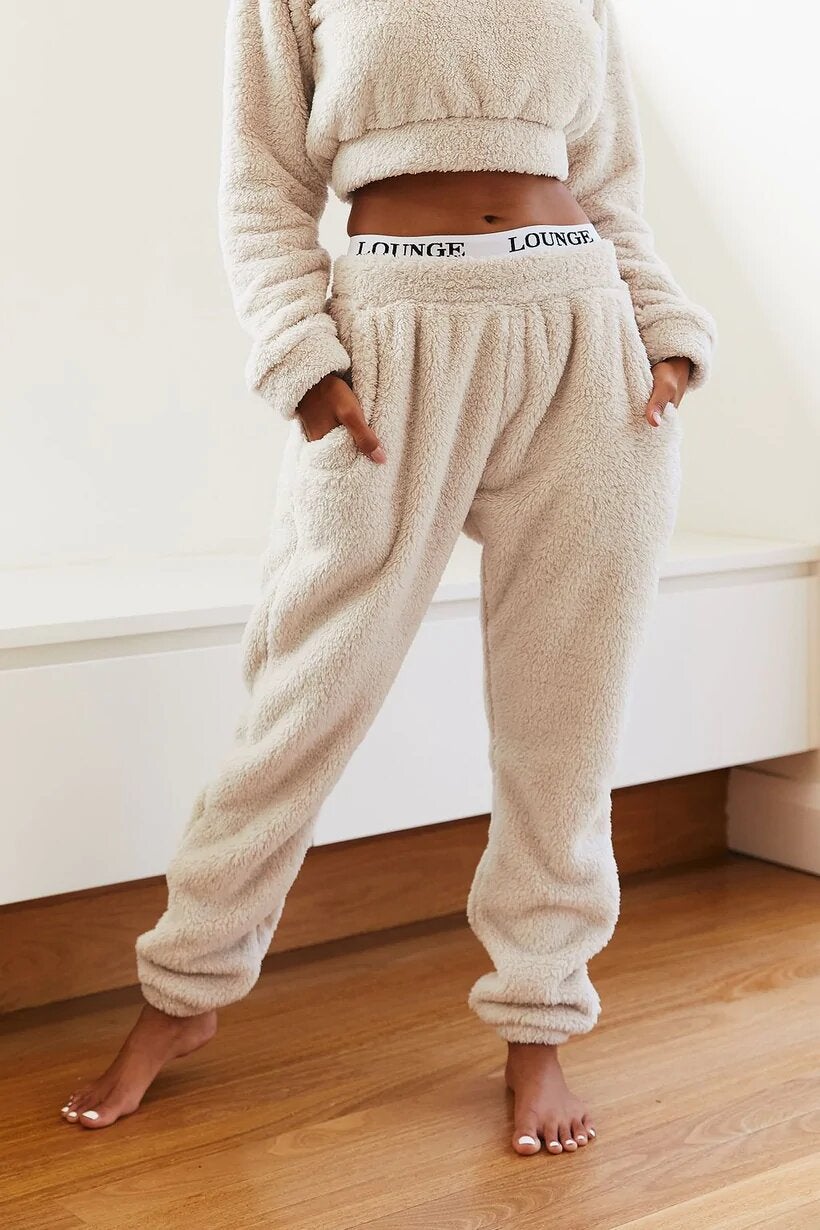 Lounge Teddy Joggers Oatmeal Cream
