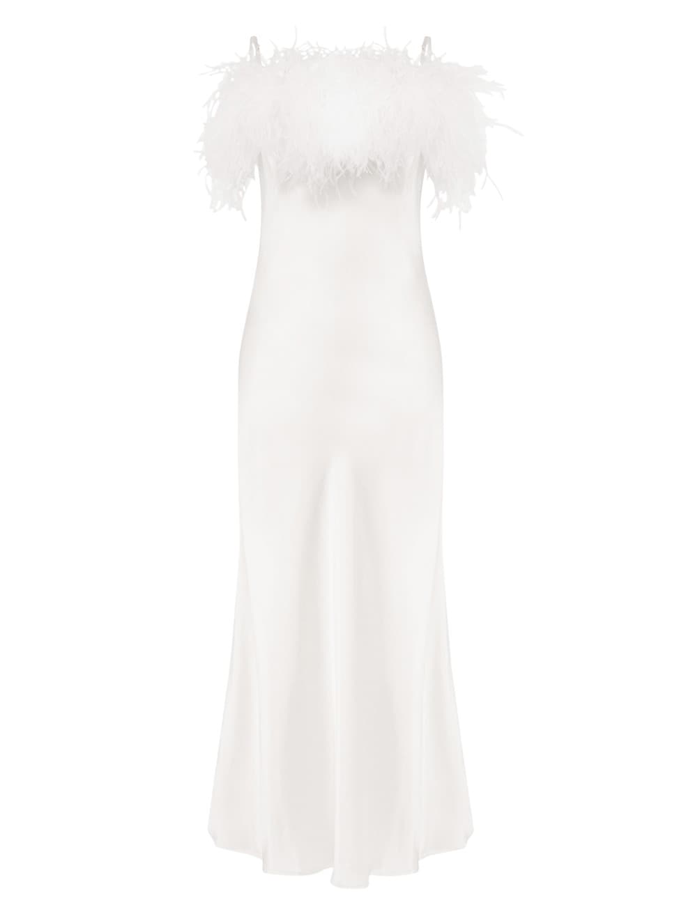 Sleeper + Boheme Ostrich-Feather Embellished Slip Dress