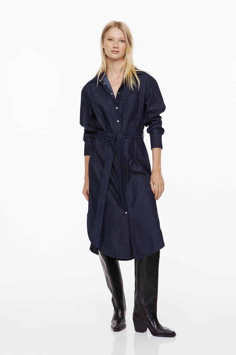 H&M + TieBelt Denim Shirt Dress