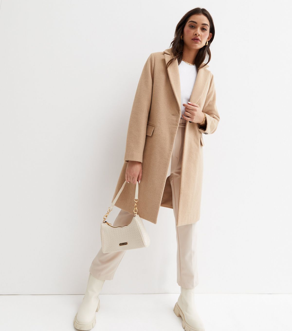 New look top button front coat