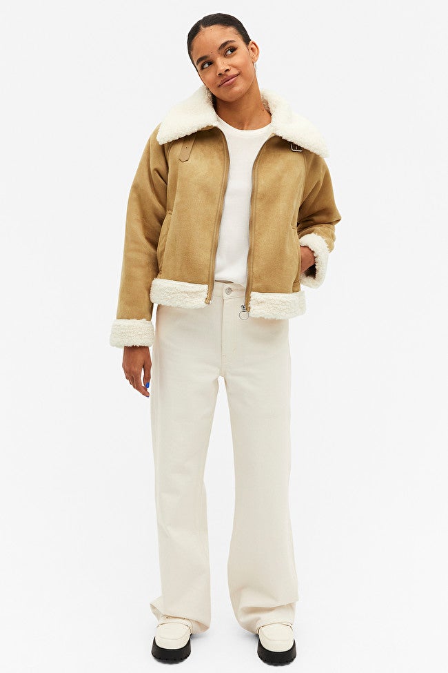 Monki + Faux Suede Aviator Jacket