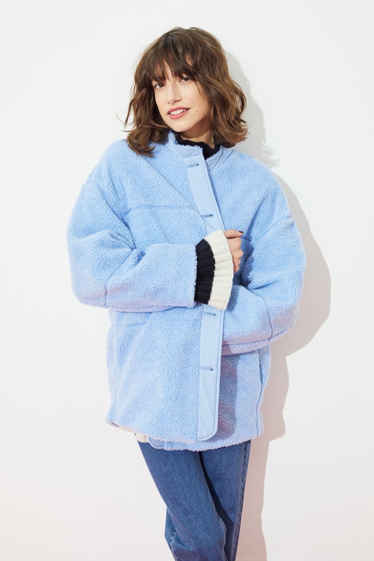 h&m faux shearling jacket