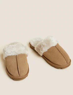 M S Collection Suede Mule Slippers