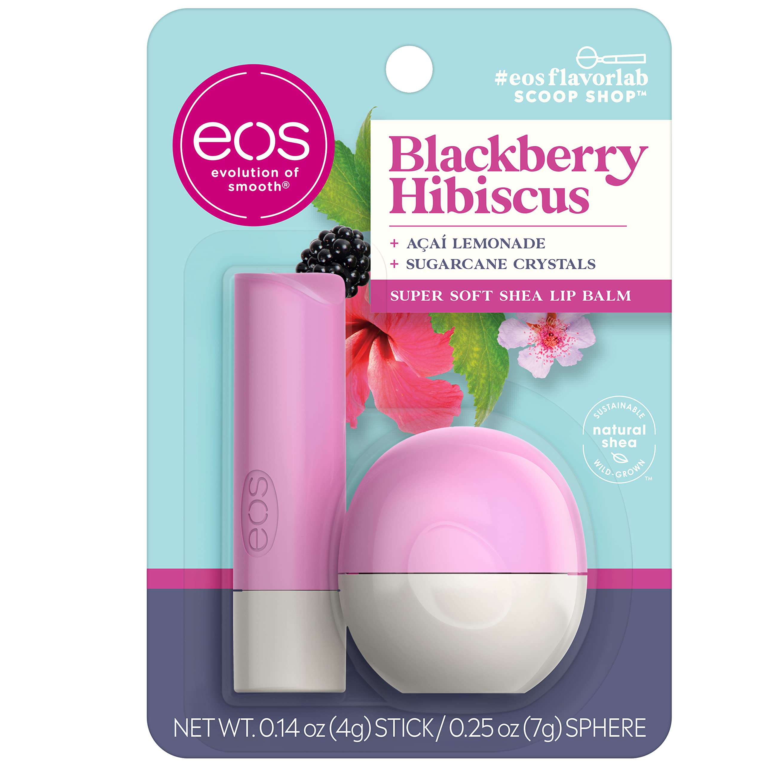 eos + FlavorLab Lip Balm Blackberry Hibiscus 2Pack