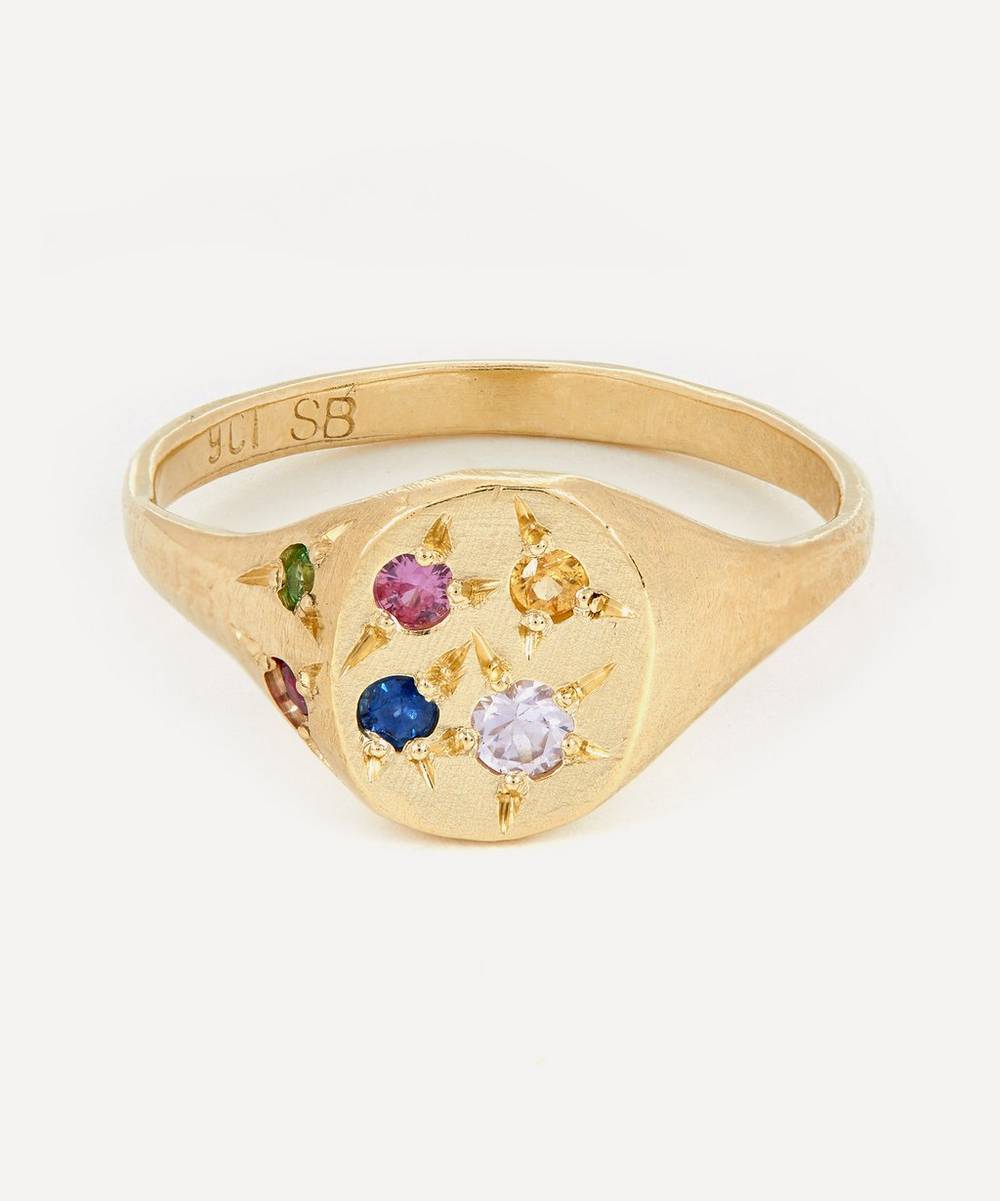 Seb Brown + 9ct Gold Neapolitan Multi-Stone Signet Ring