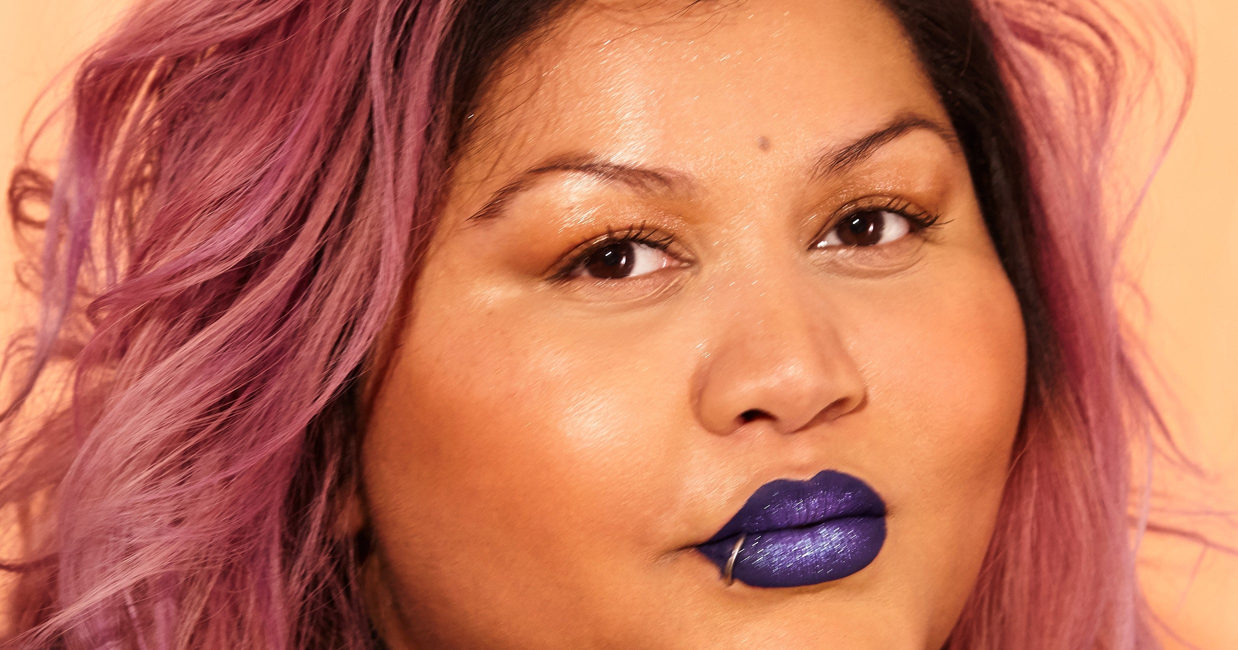 blue hair purple lipstick