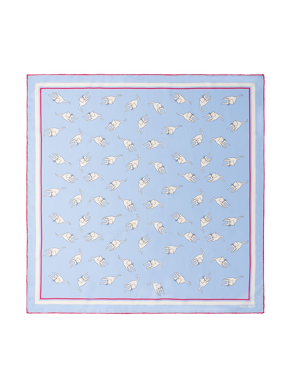 ⭐️未使用⭐️ ミュウミュウ シルク スカーフ 猫柄 ネイビー キャット ミュウミュウ シルク スカーフ 猫柄 ネイビー キャット