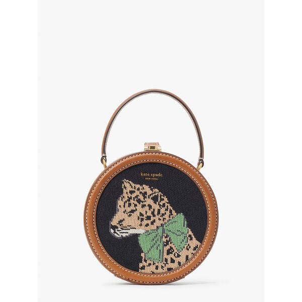 Kate Spade + Lucy Lady leopard needlepoint small crossbody bag