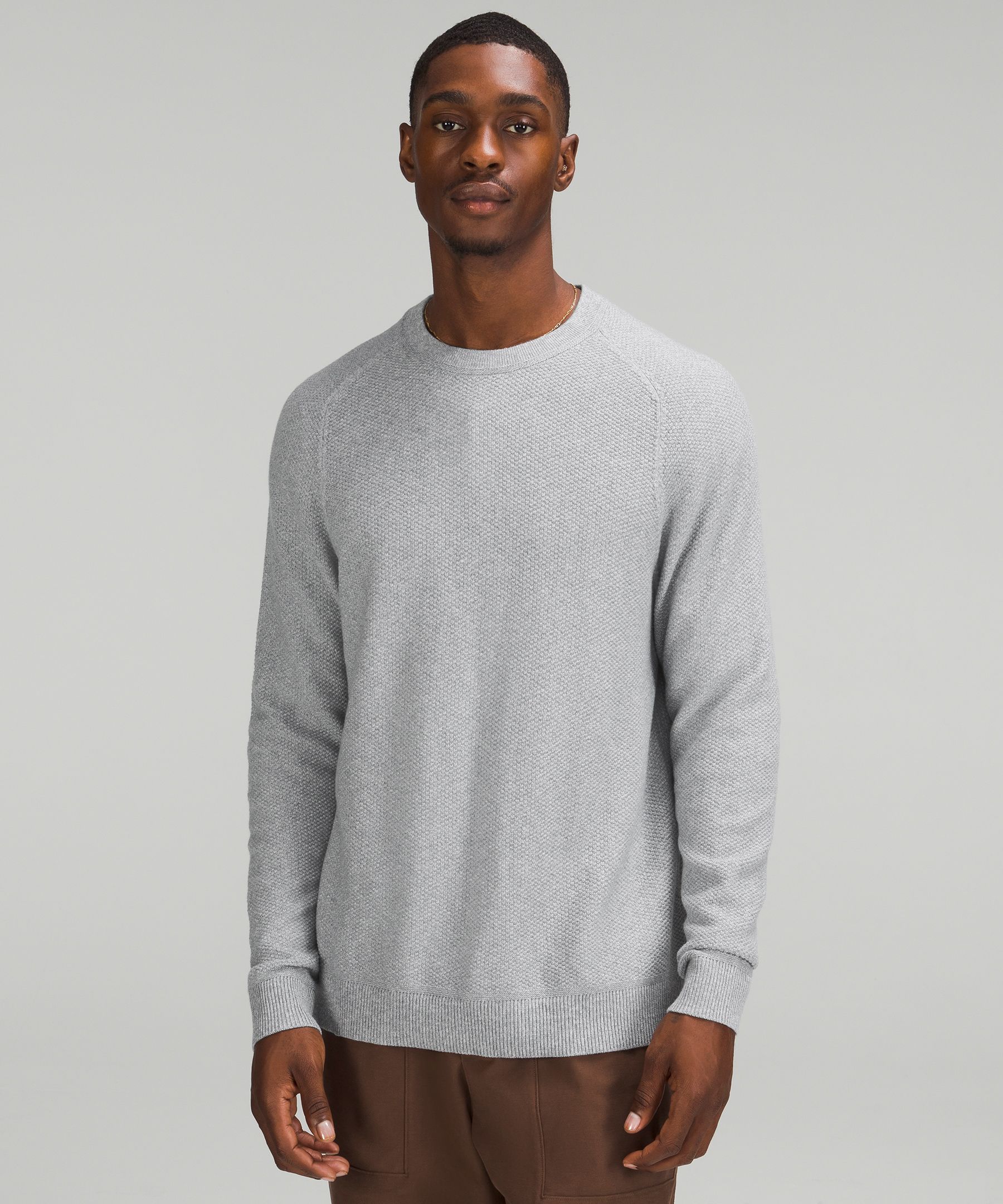 Textured Knit Crewneck Sweater