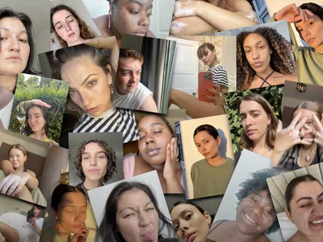 Collage of various selfies demonstrating different skin types
