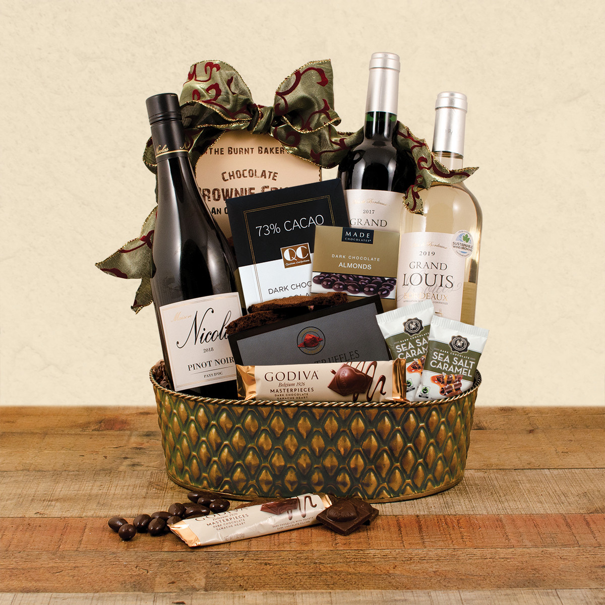 Wine & Chocolate Designer Gift Set with Wine Glasses