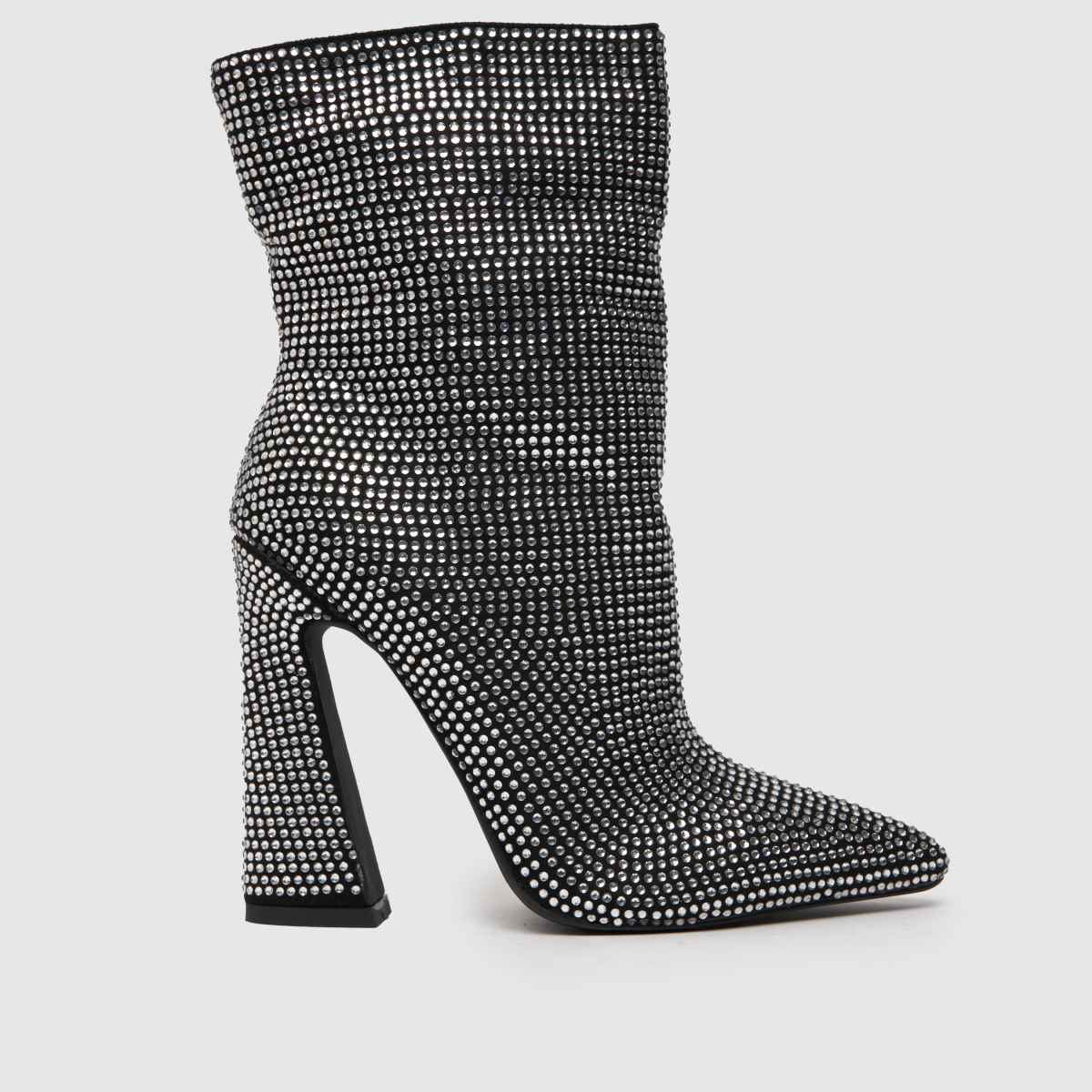 Simmi London Black Croc Print Block Heel Ankle Boots