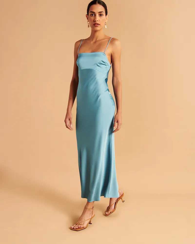 Satin cowl back midi slip sales dress